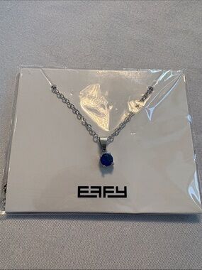 Effy Silver Necklace with Deep Blue Gemstone Pendant
